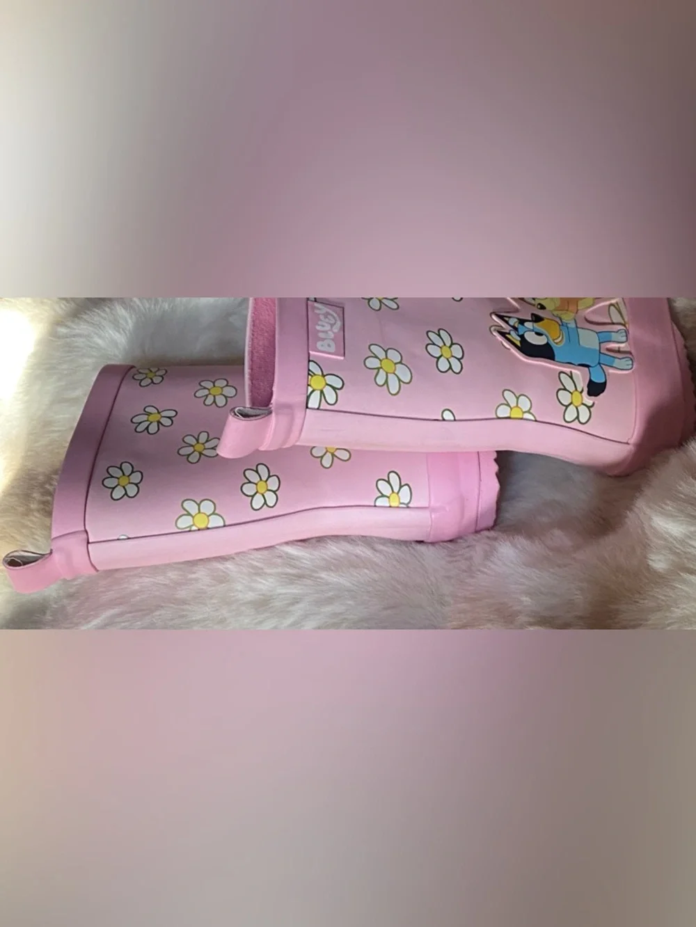 Bluey and Bingo Pink Daisy Pattern Rain boots